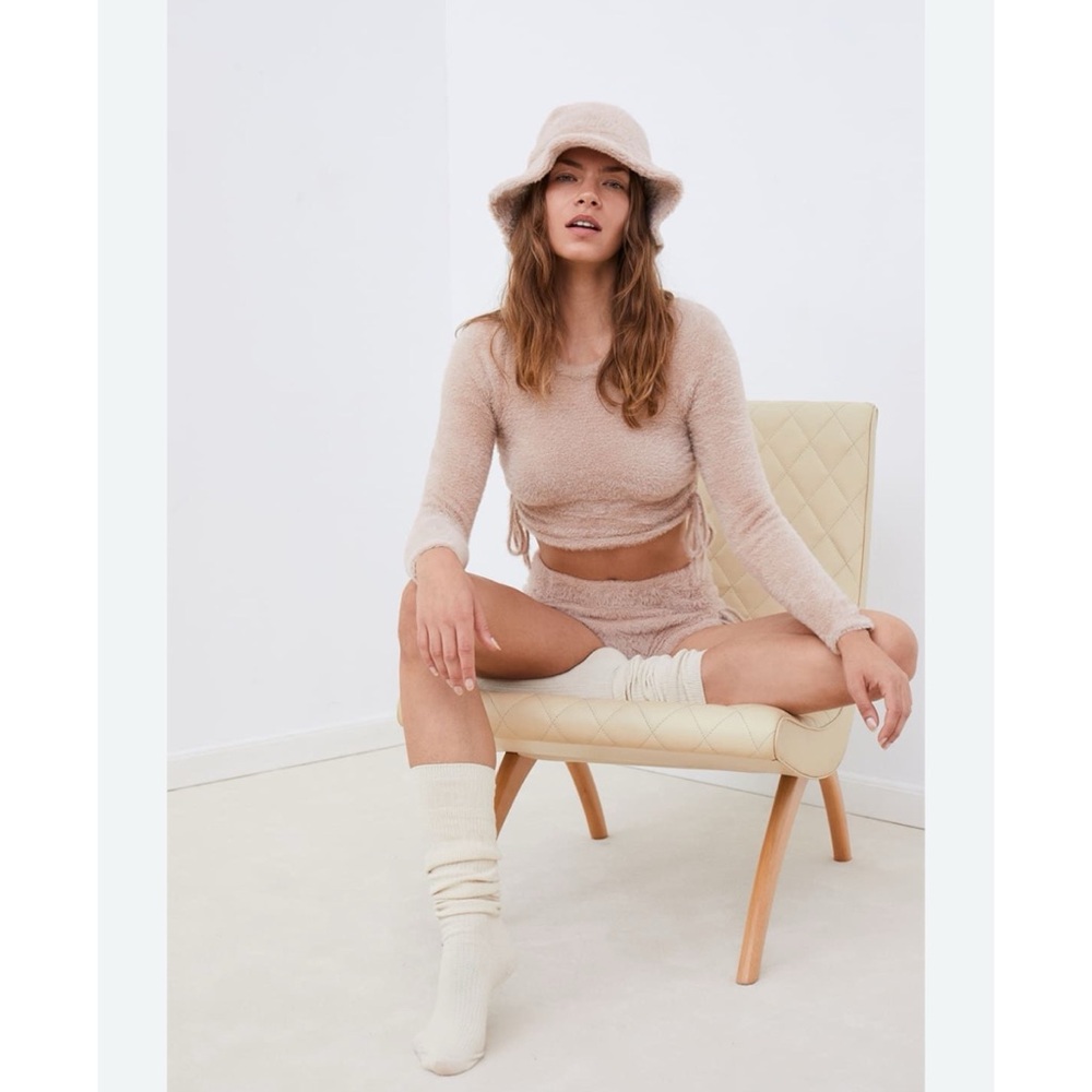 For Love & Lemons Faux Mohair Long Sleeve Sweater Oatmeal S‎ $169